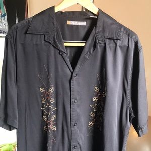 Mens John Henry Large Black Button Down Short Sleeved Shirt